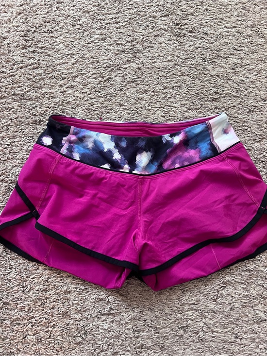 lululemon athletica Pants - lululemon athletica Magenta Athletic Shorts with Printed Waistband